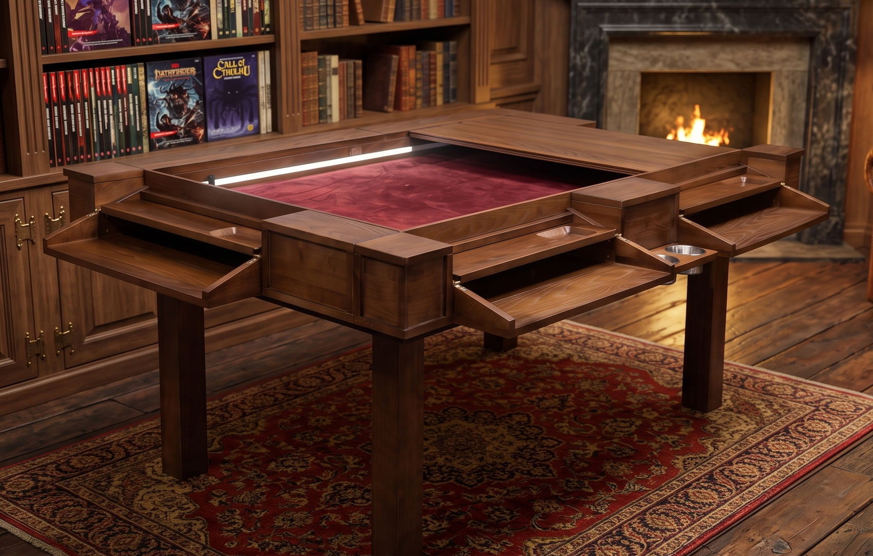 Virgo gaming table in a library setting